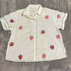 Maeve White Shirt with Strawberry Embroidery - NWT M